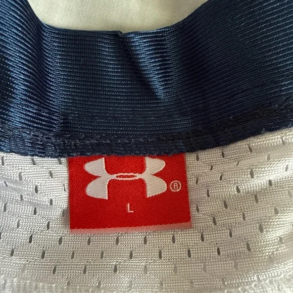Under Armour White and Navy Auburn Jersey